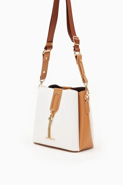 Levidor Beyaz Camel Kadın Omuz Çantası 930126 - Resim 2