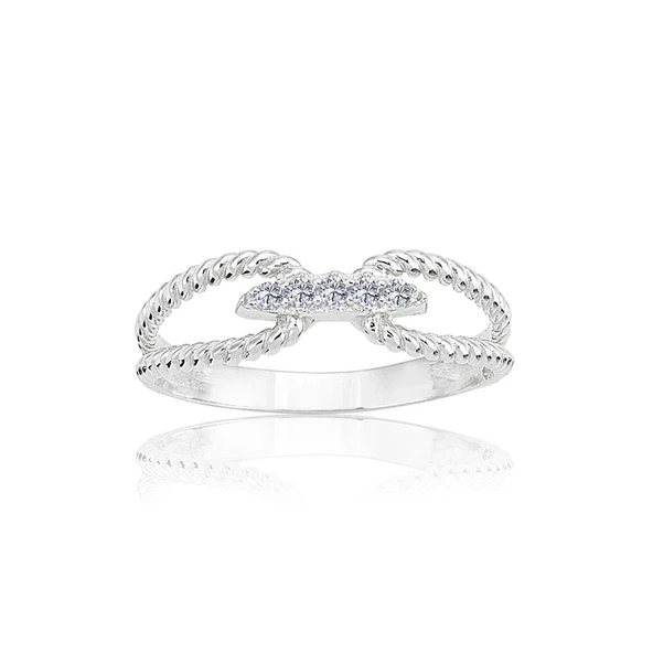 Gümüş Yüzük - Taşlı Halat Gümüş Yüzük - 9