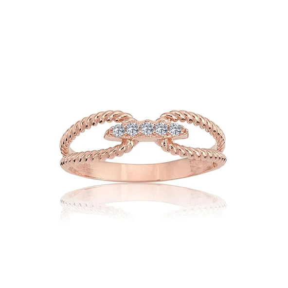 Gümüş Yüzük - Taşlı Halat Gümüş Yüzük - 12