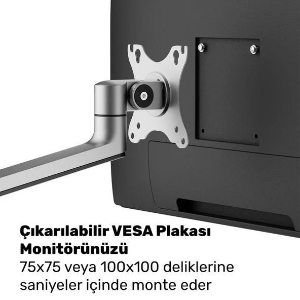NPO STD72024MLG 11"-17" Notebook 17"-32" Monitör Destekli Alüminyum Monitör Tutucu - Resim 6