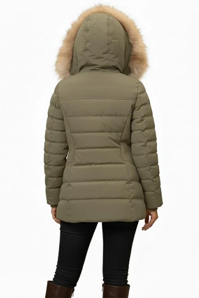 Kadın Spor Kapüşonlu İçi Peluş Mont  M5306 BGL-ST04891 - Resim 11