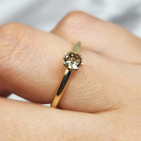 Gümüş Yüzük - Zultanit Doğal Taşlı Tek Taş 925 Ayar Gümüş Evlilik Teklifi Yüzüğü - 6