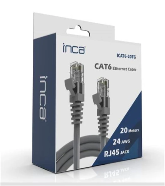 INCA ICAT6-01TG 1 Metre Gri Kablo ürün görseli