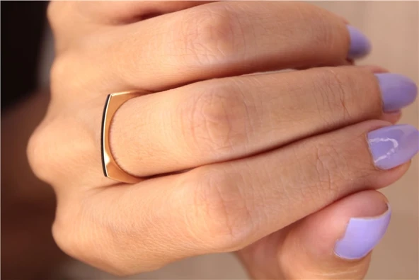 Ufuk Çizgisi Şans Totemi İnce Minimal Tasarım Gümüş Yüzük-Minimal Tarz 925 Ayar Eklem Gümüş Yüzük ürün görseli 1