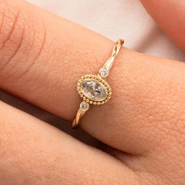 Gümüş Yüzük - 0.50 Karat Swarovski Taşlı Modern Tasarım 925 Ayar Gümüş Evlilik Teklifi Yüzüğü - 3