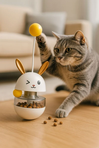 CasaPetra KEDİ HACIYATMAZ OYUNCAĞI MAMA HAZNESİ EĞLENCELİ ÖDÜL MAMASI KABI KEDİ AKSESUARLARI - 3