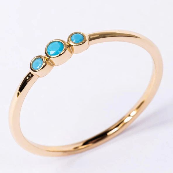 Tria Firuze Evlilik Teklifi Modern-Minimal Tarz Tasarım Hediye-925 Ayar Gündelik Estetik Gümüş Yüzük - 5