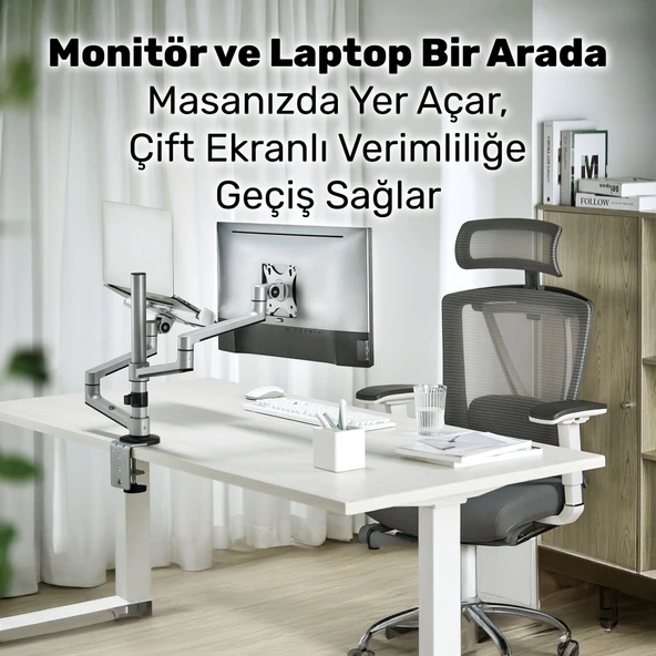 NPO STD72024MLG 11"-17" Notebook 17"-32" Monitör Destekli Alüminyum Monitör Tutucu - Resim 4
