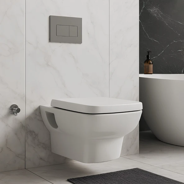 Turavit Plaza Beyaz Kanallı Asma Klozet PLZ1710, Nkp Sedef Yavaş Kapak - 2