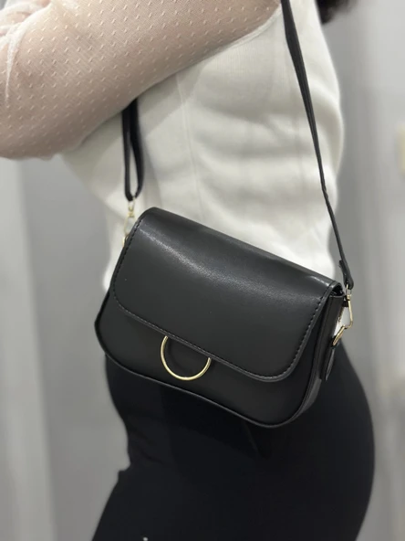 BİÇOMİ Siyah cilt mossi çanta - Resim 5