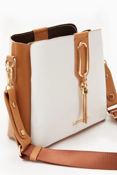 Levidor Beyaz Camel Kadın Omuz Çantası 930126 - Resim 3