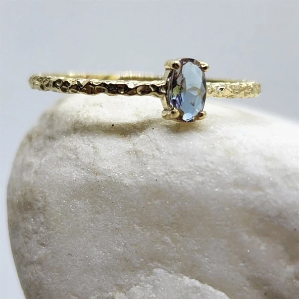 Gümüş Yüzük - Mila 030CT Zultanit Tektaş Minimal Tasarım Gümüş Yüzük-Zultanit Hediyelik Tektaş Yüzük - Resim 3