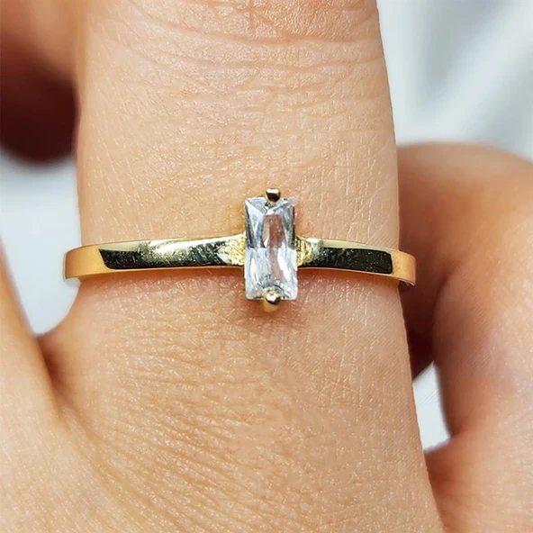 Gümüş Yüzük - Baget Tasarım Signity Swaroski (Zirkon) Taşlı Tek Taş 925 Ayar Gümüş Yüzük - Resim 10