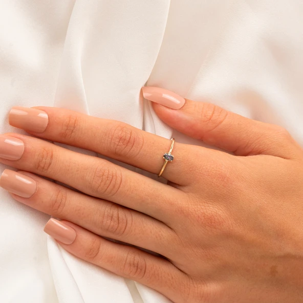 Gümüş Yüzük - İtalyan Kol 0.30 Ct Mistik Topaz Taşlı Tek Taş Yüzük-Mistik Topaz 925 Ayar Gümüş Yüzük - 9