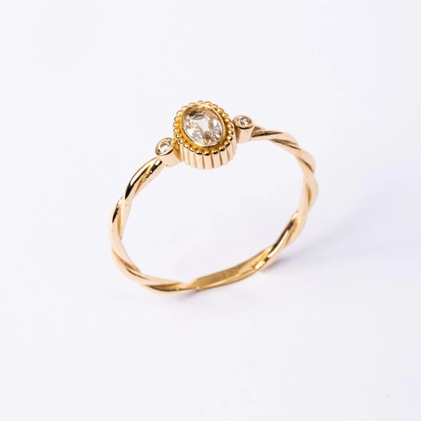 Gümüş Yüzük - 0.50 Karat Swarovski Taşlı Modern Tasarım 925 Ayar Gümüş Evlilik Teklifi Yüzüğü - 11