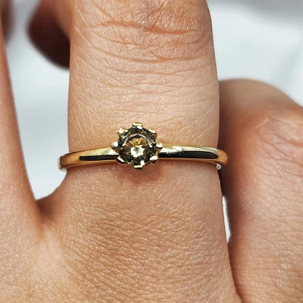 Gümüş Yüzük - Zultanit Doğal Taşlı Tek Taş 925 Ayar Gümüş Evlilik Teklifi Yüzüğü - 12