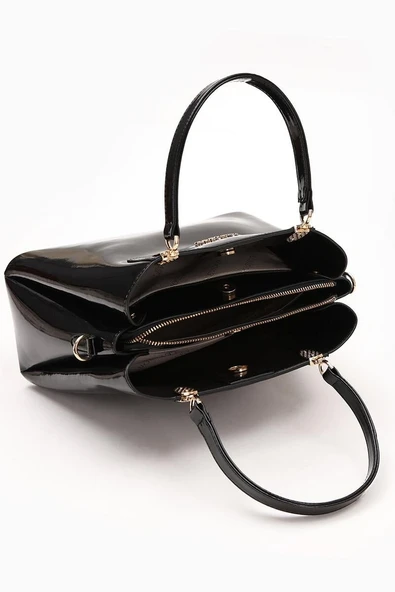 Levidor Siyah Rugan Kadın El ve Omuz Çantası 930120 - Resim 4