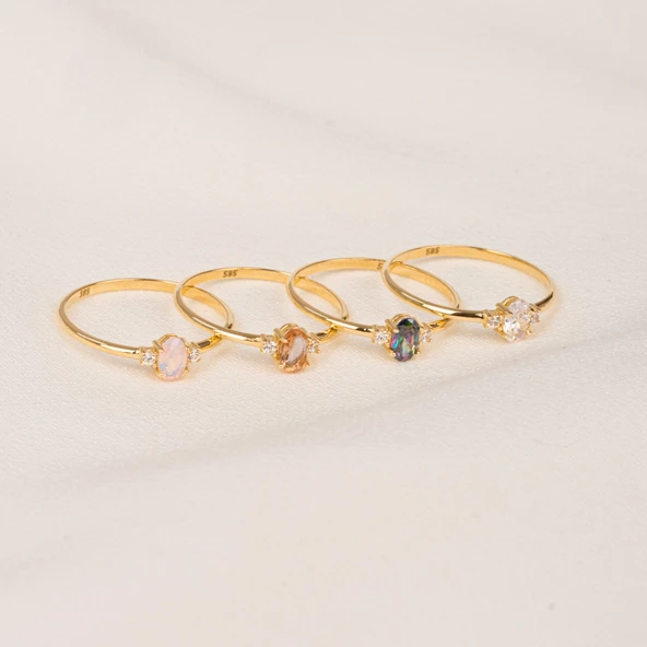 Gümüş Yüzük - 0.30 Karat Zultanit Tria Evlilik Teklifi Gümüş Yüzük - Doğal Taş Tria Gümüş Yüzük - 5