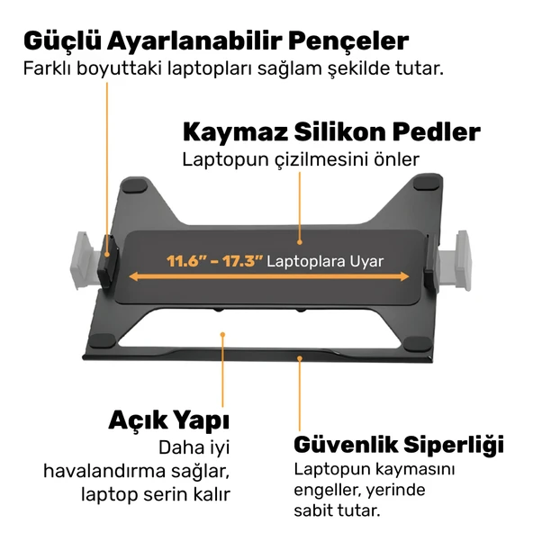 NPO STD72024MLG 11"-17" Notebook 17"-32" Monitör Destekli Alüminyum Monitör Tutucu - Resim 8