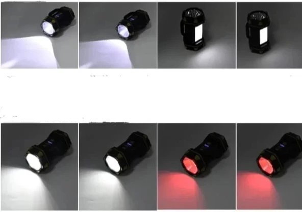 F-262 Yeni Güçlü Çift Taraflı Taşınabilir Spot Ve Işıldak Usb Powerbank Şarjlı Fener - Resim 5