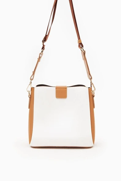 Levidor Beyaz Camel Kadın Omuz Çantası 930126 - Resim 5