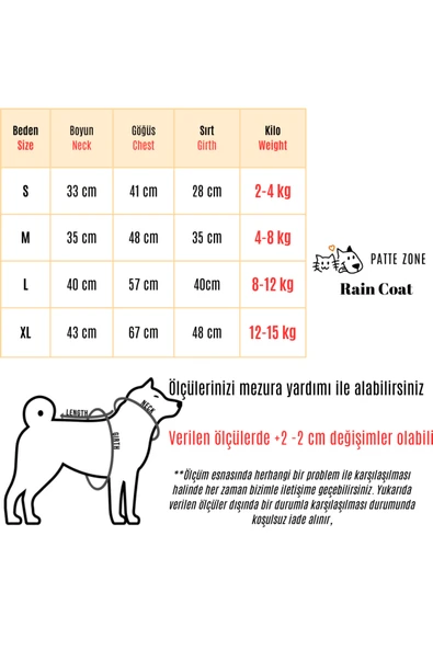 Patte Zone Watermelon Red - Kedi Köpek Yağmurluğu - 3