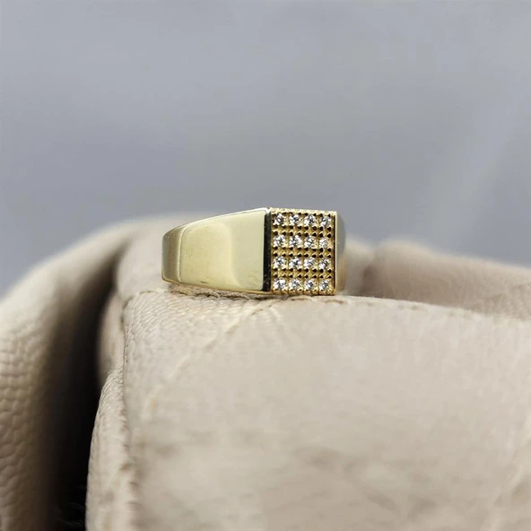 Gümüş Yüzük - Şövalye Modern Tasarım Gümüş Yüzük-Mikro Mıhlama Tasarım Şövalye 925 Ayar Gümüş Yüzük - Resim 4