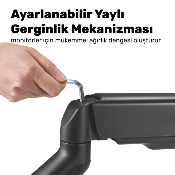 NPO STD46012B Airgrip 17"-32" Ergonomik 360° Amortisörlü VESA Tek Kol Monitör Tutucu - Resim 7