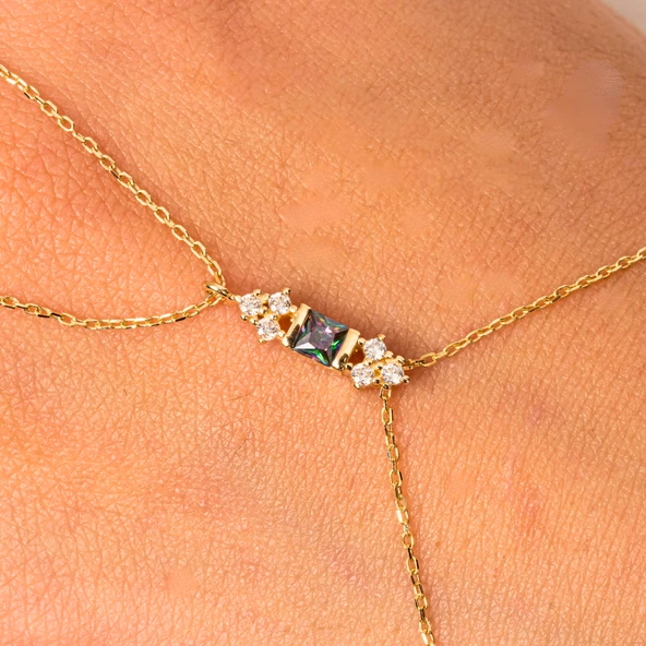 Gümüş Şahmeran - 925 Ayar Gümüş Prenses Kesim Mistik Topaz Taşlı Şahmeran - 3