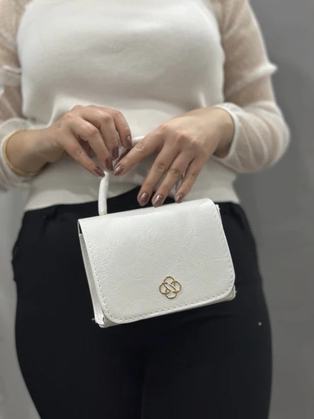 BİÇOMİ Beyaz cilt krash çanta - Resim 5