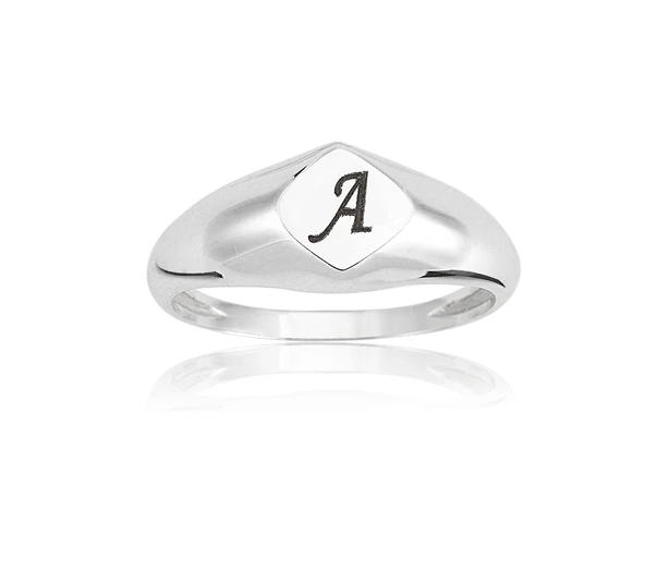 Gümüş Yüzük - Dörtgen Şövalye Mühür Kişiselleştirilebilir Harf Yazılabilir 925 Ayar Gümüş Yüzük - Resim 12