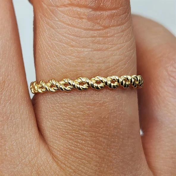 Gümüş Yüzük - Kör Düğüm Minimal Tasarım 925 Ayar Gümüş Alyans - 6