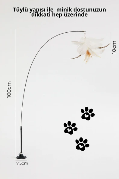 CasaPetra Vantuzlu Kedi Oyun Oltası – Tüy Toplu Kedi Eğlence Oyuncağı - 3