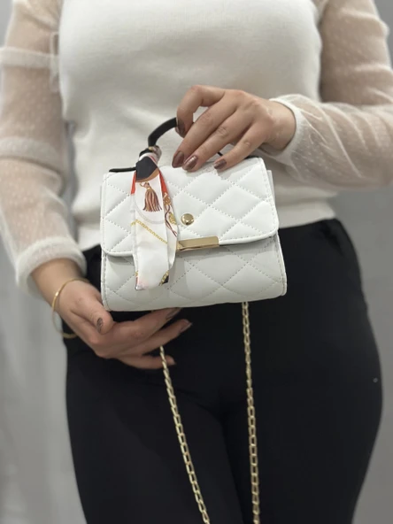 BİÇOMİ Beyaz cilt zoje çanta ürün görseli