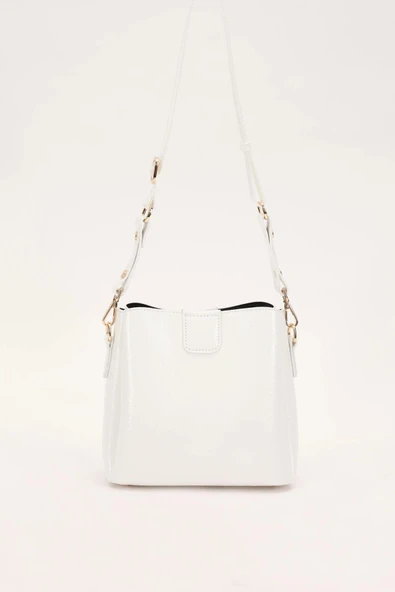 Levidor Beyaz Rugan Kadın Omuz Çantası 930126 - 4