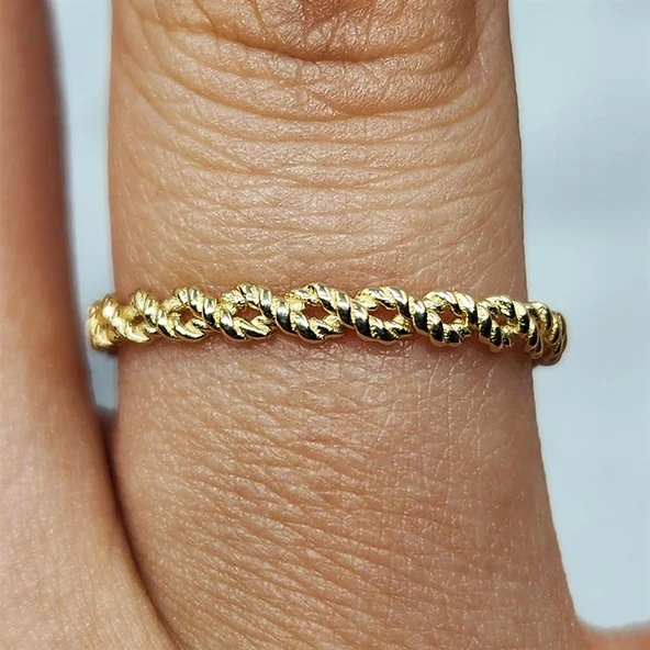 Gümüş Yüzük - Kör Düğüm Minimal Tasarım 925 Ayar Gümüş Alyans - 12