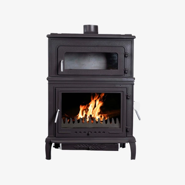 TDS Plazma X Fırınlı, Yan Kapaklı,Yan Camlı,  Alttan Küllüklü Döküm Şömine Soba ürün görseli 1