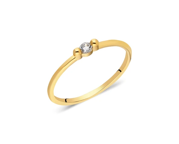 925 Ayar Gümüş Yüzük 0.20 CT Tek Taş  Gümüş Yüzük-925 Ayar 0.20 CT Pırlanta Montörü Tek Taş Yüzük - 5