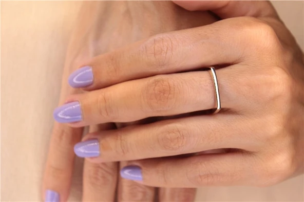 Ufuk Çizgisi Şans Totemi İnce Minimal Tasarım Gümüş Yüzük-Minimal Tarz 925 Ayar Eklem Gümüş Yüzük - Resim 4