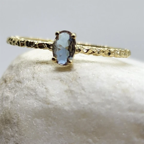 Gümüş Yüzük - Mila 030CT Zultanit Tektaş Minimal Tasarım Gümüş Yüzük-Zultanit Hediyelik Tektaş Yüzük - Resim 12