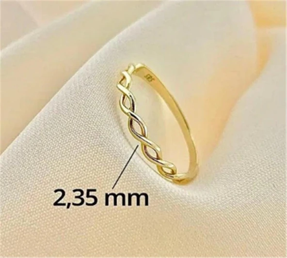Gümüş Yüzük - İnce Örgü Minimal Tasarım 925 Ayar Gümüş Alyans-Örgü Minimal Yüzüğü-Hediye Gümüş Yüzük - 11