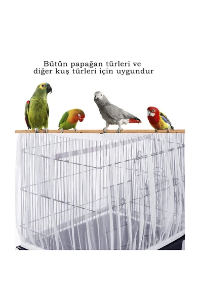 Wahw Pet Kafes Tülü XXL - Papağan ve Muhabbet Kuşu Kafes Tülü, Hava Alabilen, 33x42x30cm 360derece - 5