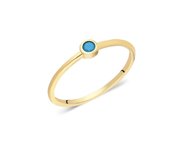 925 Ayar Gümüş Tektaş Firuze Taşlı Tektaş Yüzük-Hediye Yüzük - 3