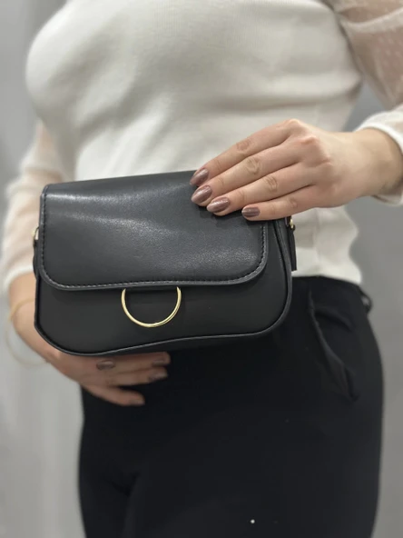 BİÇOMİ Siyah cilt mossi çanta - Resim 3