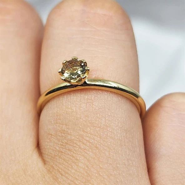 Gümüş Yüzük - Zultanit Doğal Taşlı Tek Taş 925 Ayar Gümüş Evlilik Teklifi Yüzüğü - 7