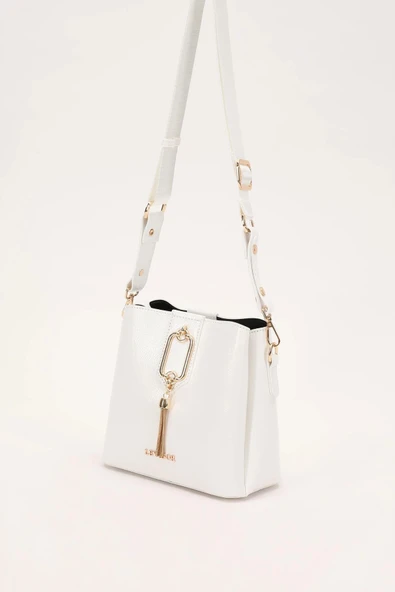 Levidor Beyaz Rugan Kadın Omuz Çantası 930126 - 2