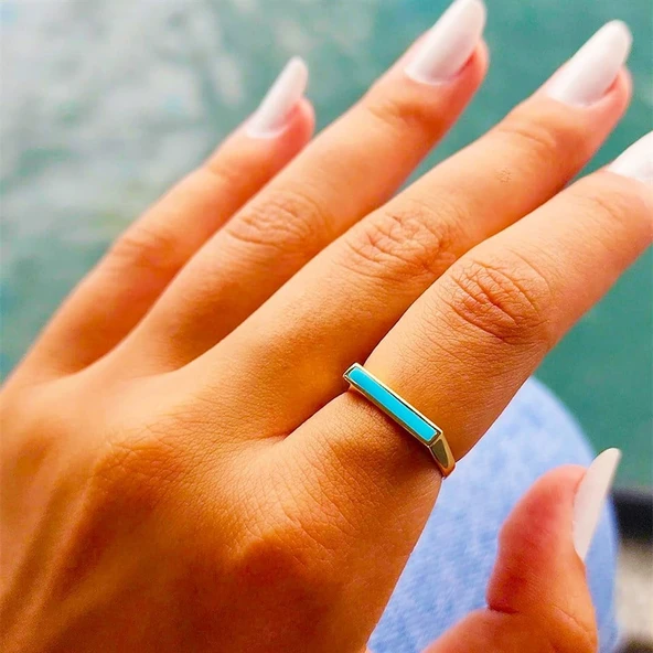 Gümüş Yüzük - Kalın Çizgi Kişiselleştirilebilir İsim Harf Yazılabilir Gündelik 925 Ayar Gümüş Yüzük - Resim 3