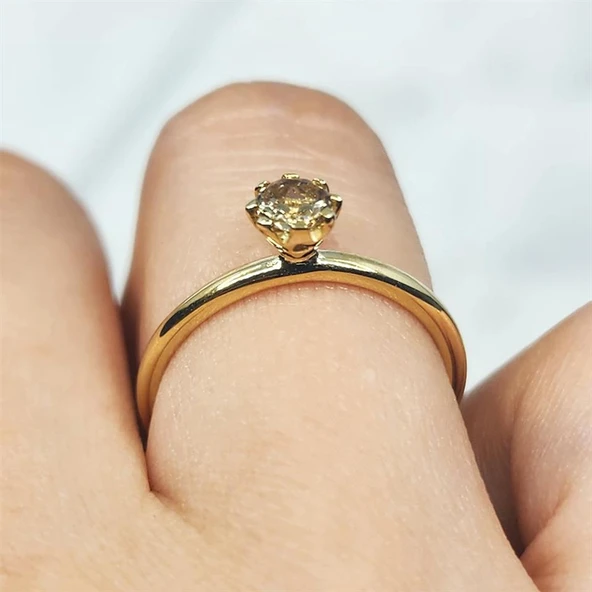 Gümüş Yüzük - Zultanit Doğal Taşlı Tek Taş 925 Ayar Gümüş Evlilik Teklifi Yüzüğü - 8