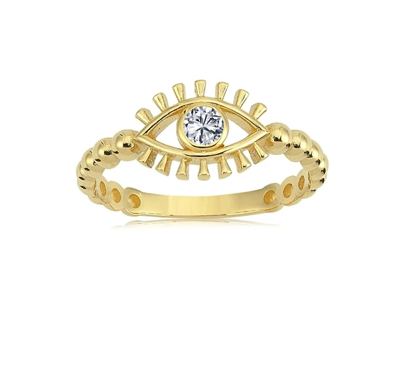 Gümüş Yüzük - Taşlı Kirpik Göz Top Top 925 Ayar Gümüş Yüzük-Göz Hediyelik 925 Ayar Gümüş Yüzük - 10