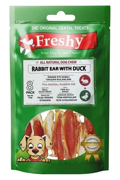 Orqinel Freshy Rabbit Ear Whit Duck Ördek Eti Kaplı Tavşan Kulağı 100 gr 8'li